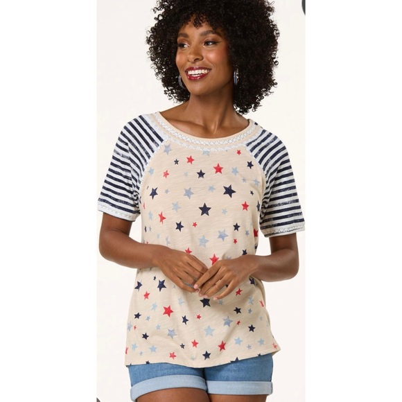 Stars and Stripes Baseball Tee - Picture 1 of 4